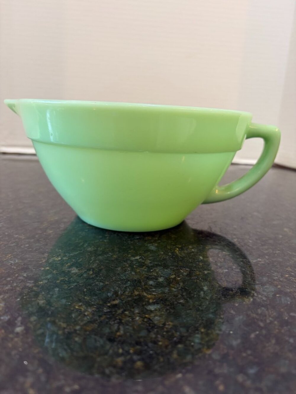 Fire King Jadeite Oven Ware Mixing Batter Bowl Spout Handle, USA